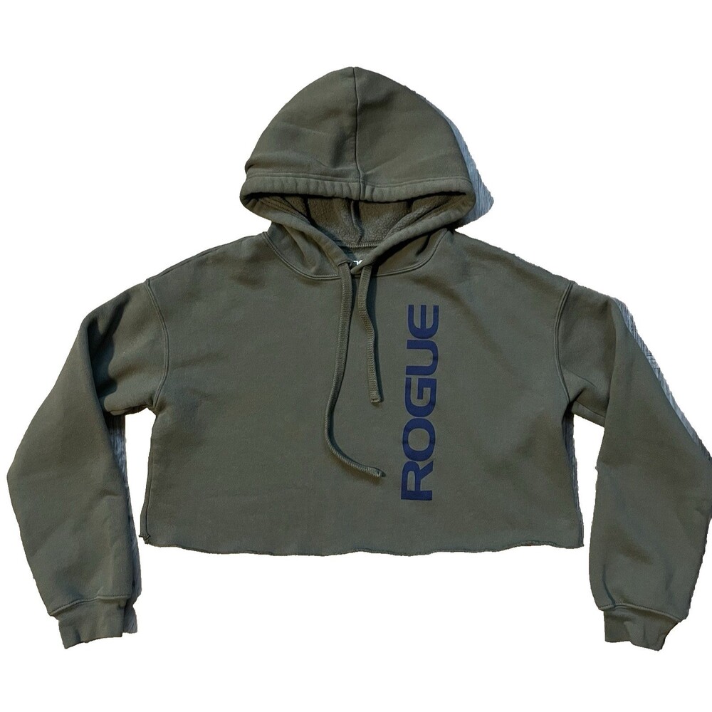 Rogue Olive Green Hooded Cropped Sweatshirt Small Weightlifting Athleisure